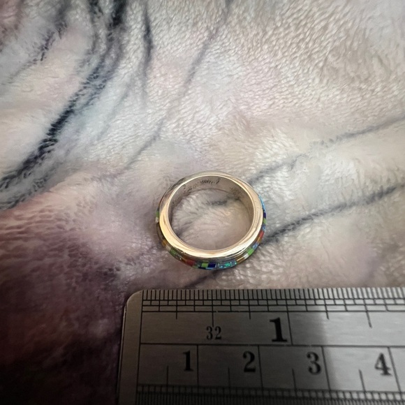 ❤️ Zuni Galaxy Micro Inlaid Infinity Band Sz 6.5 Artisan Southwestern 4.5gms - Picture 8 of 12